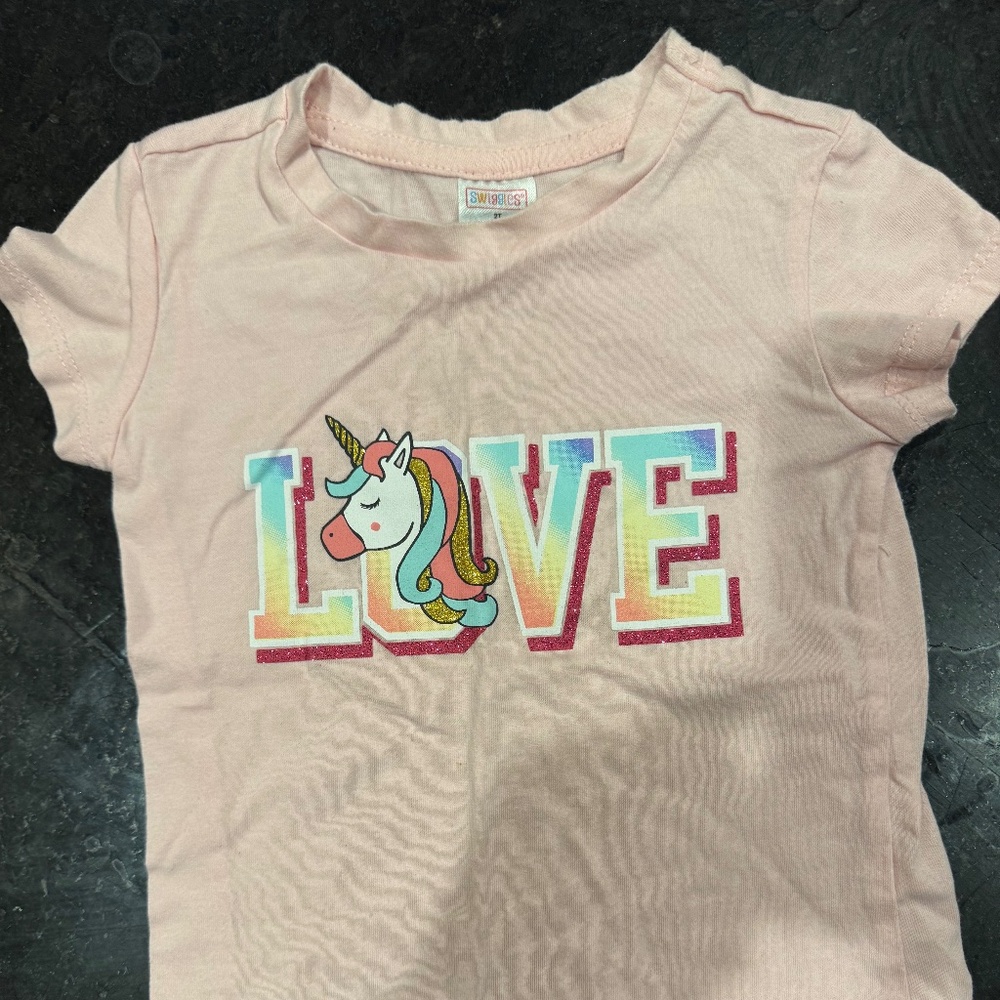 Swiggles 2t light pink tshirt love on front girls